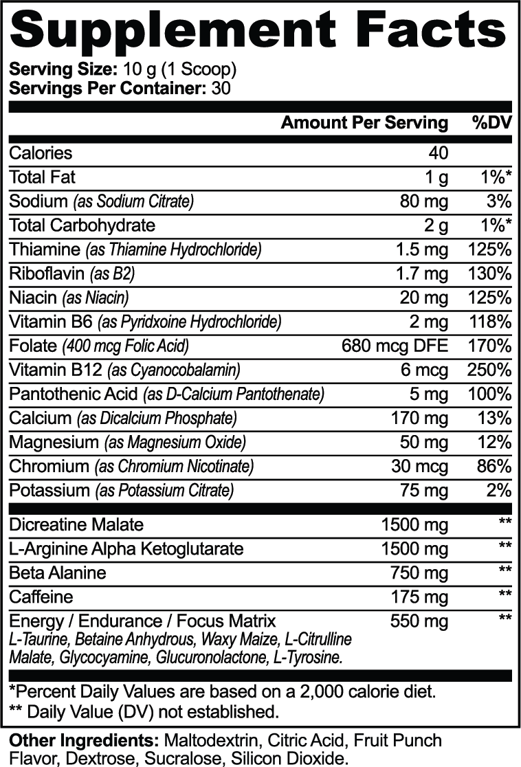 solikka Nitric Shock Pre-Workout Powder (Fruit Punch) 10.6 Oz