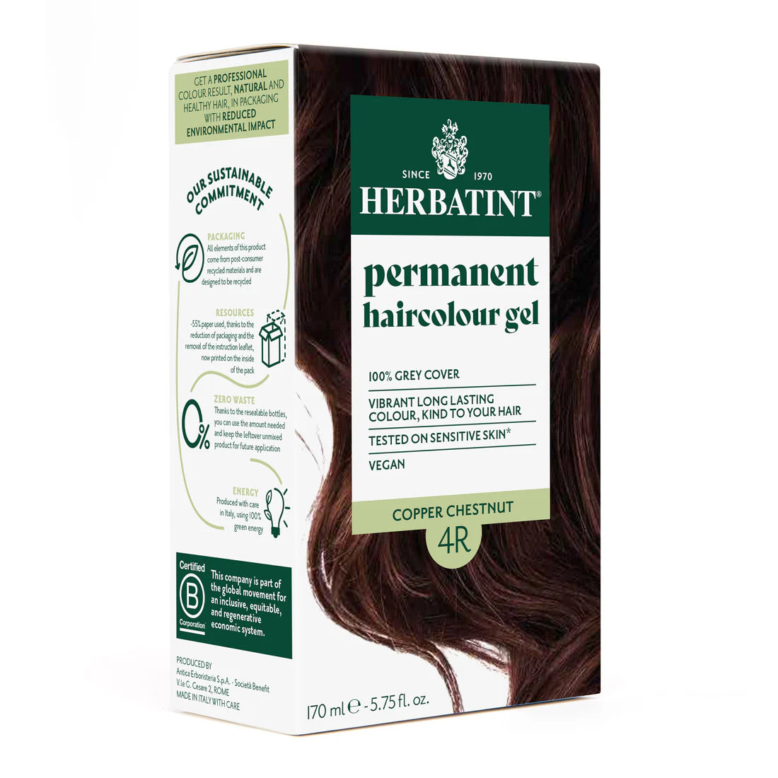 Permanent haircolour gel 4R Copper Chestnut