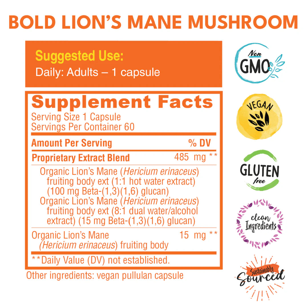Bold Lion's Mane Mushroom - 60 Capsules