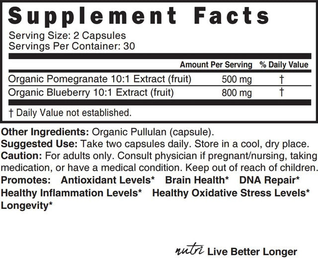 Blueberry & Pomegranate Extracts 1300 mg 60ct