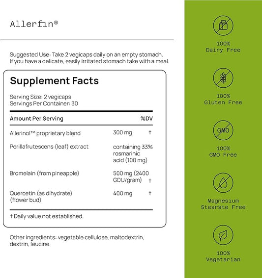 Allerfin Premium Sinus Relief Supplement – 60 Vegetable Capsules