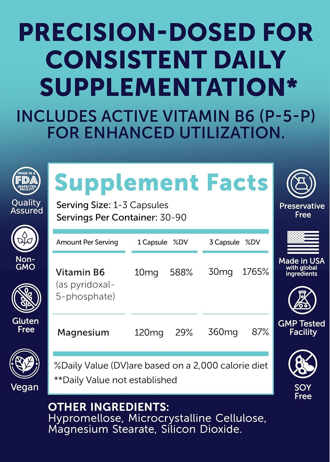 Lunakai Magnesium Glycenate With Vitamin B6 (P-5-P) 90 Count