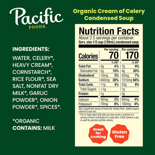 Pacific Foods, Soup Condensed Cream Of Celery Organic, 10.5 Oz