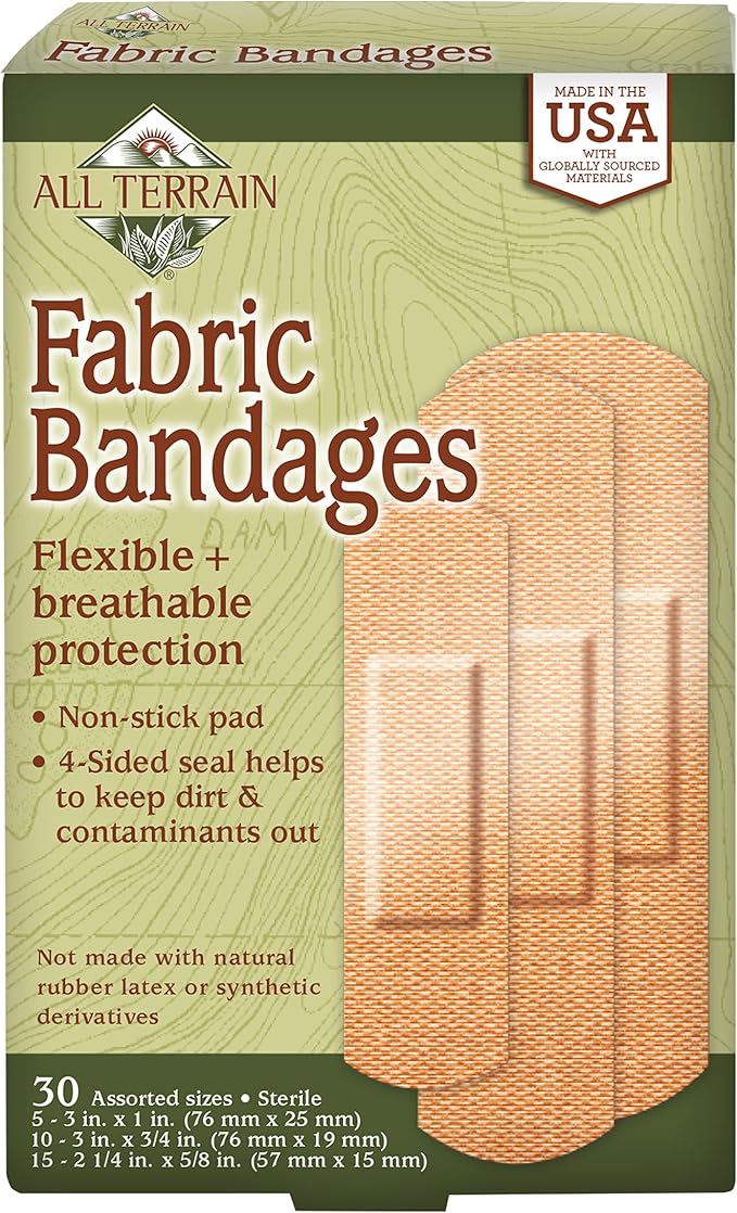 Fabric Bandages - Natural, Latex Free, Assorted Sizes - 30 Ct.