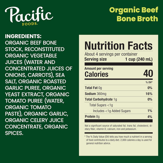 Pacific Foods Organic Beef Bone Broth, 32 floz