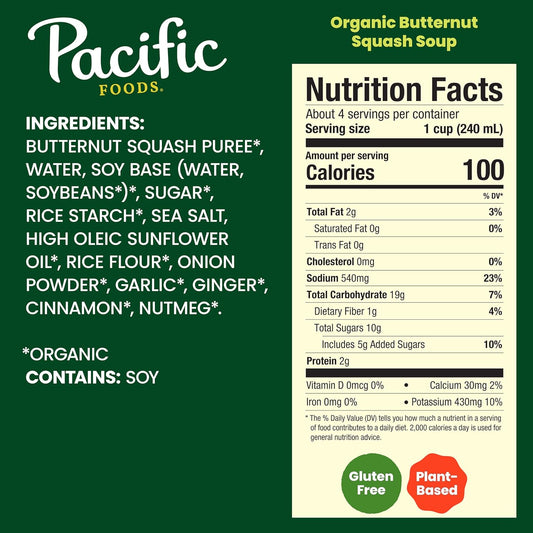 Pacific Foods Organic Butternut Squash Soup, 32 oz