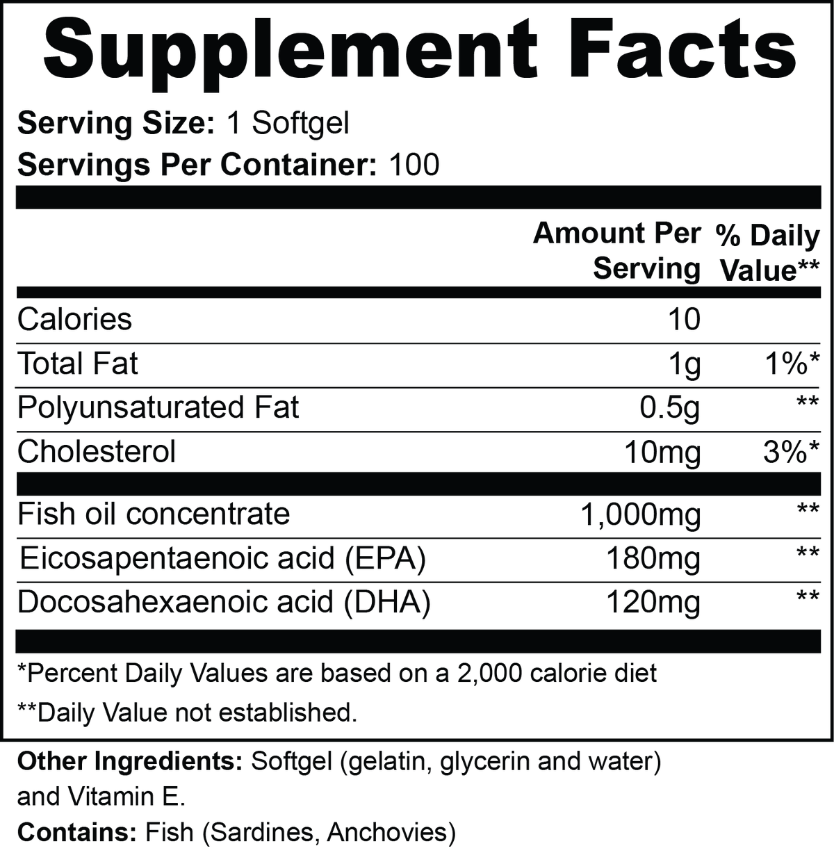 solikka Omega-3 EPA 180mg + DHA 120mg - 100 Ct