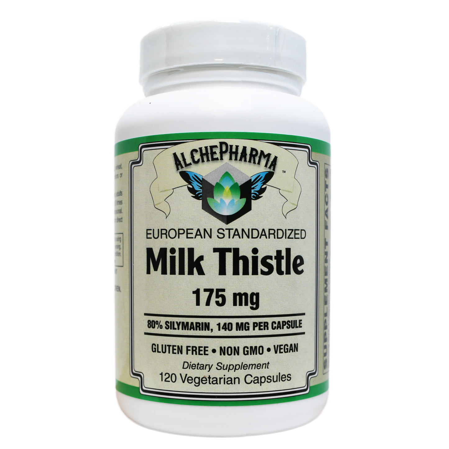 Milk Thistle Extract Plus ( European standardized, EUROMED S.A. ) , Standardized to 80% Silymarin providing 140mg per capsule-Herb-AlchePharma