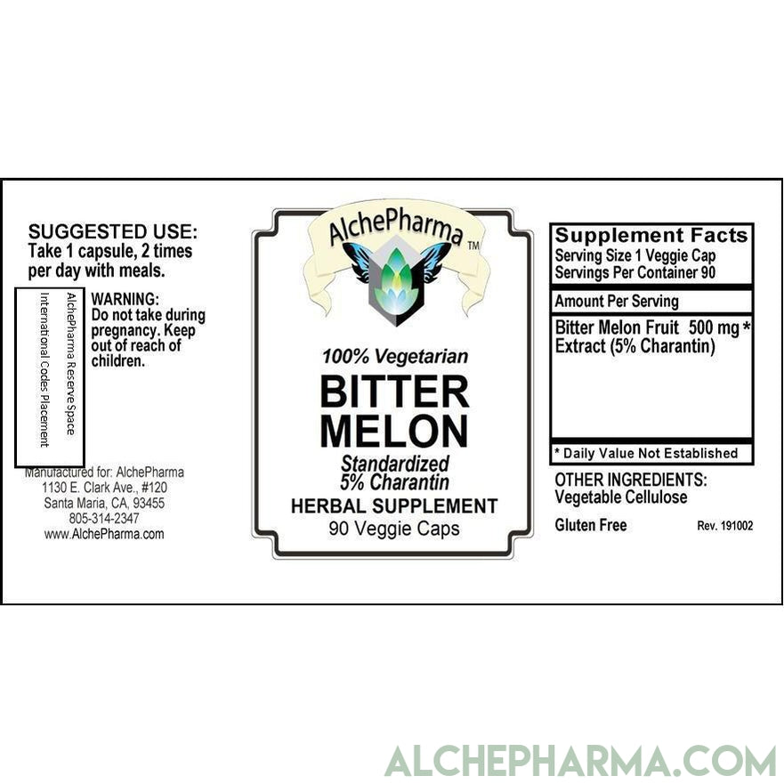 Bitter Melon- Standardized Extract to 5% Charantin (90 Veg Caps)-Herbs-AlchePharma