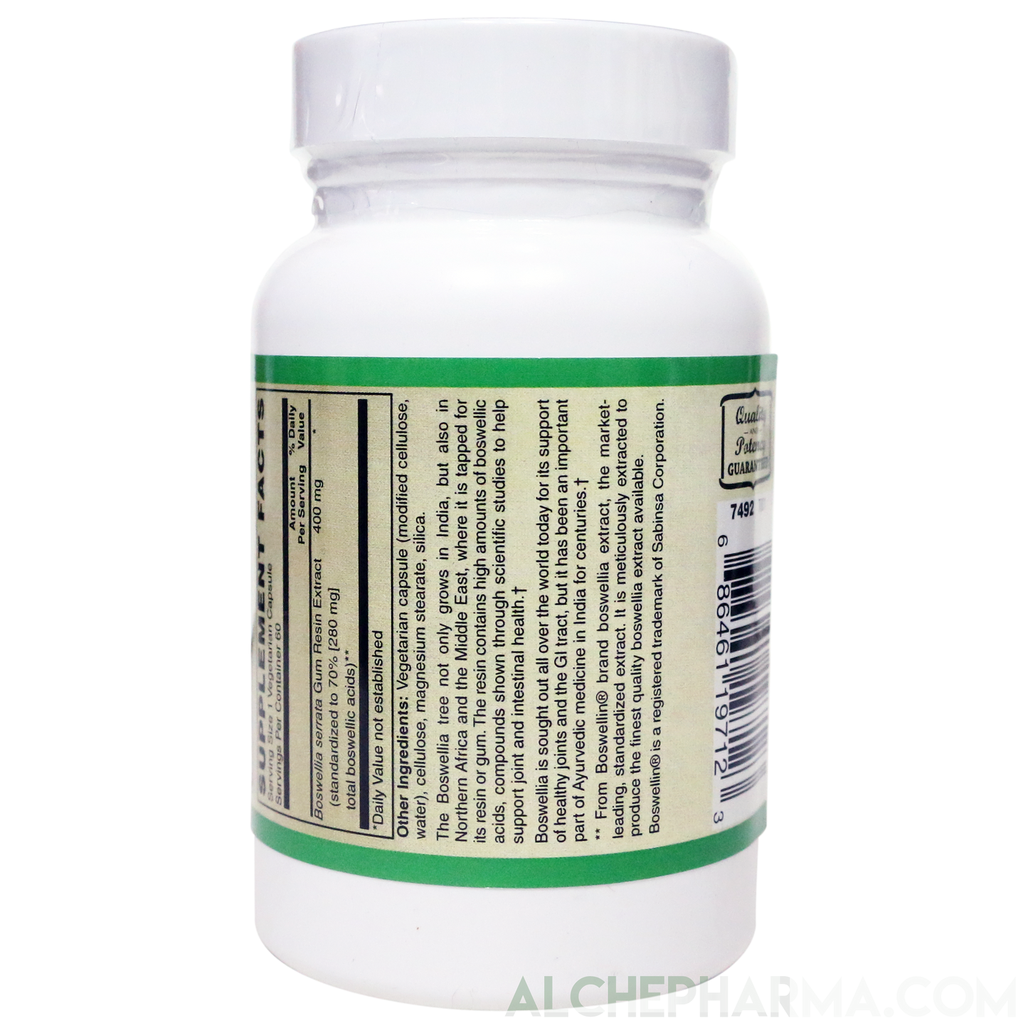 Boswellia Extract 400 mg - Standardized to 70% Boswellic acids ( Vegan )-Herbs-AlchePharma