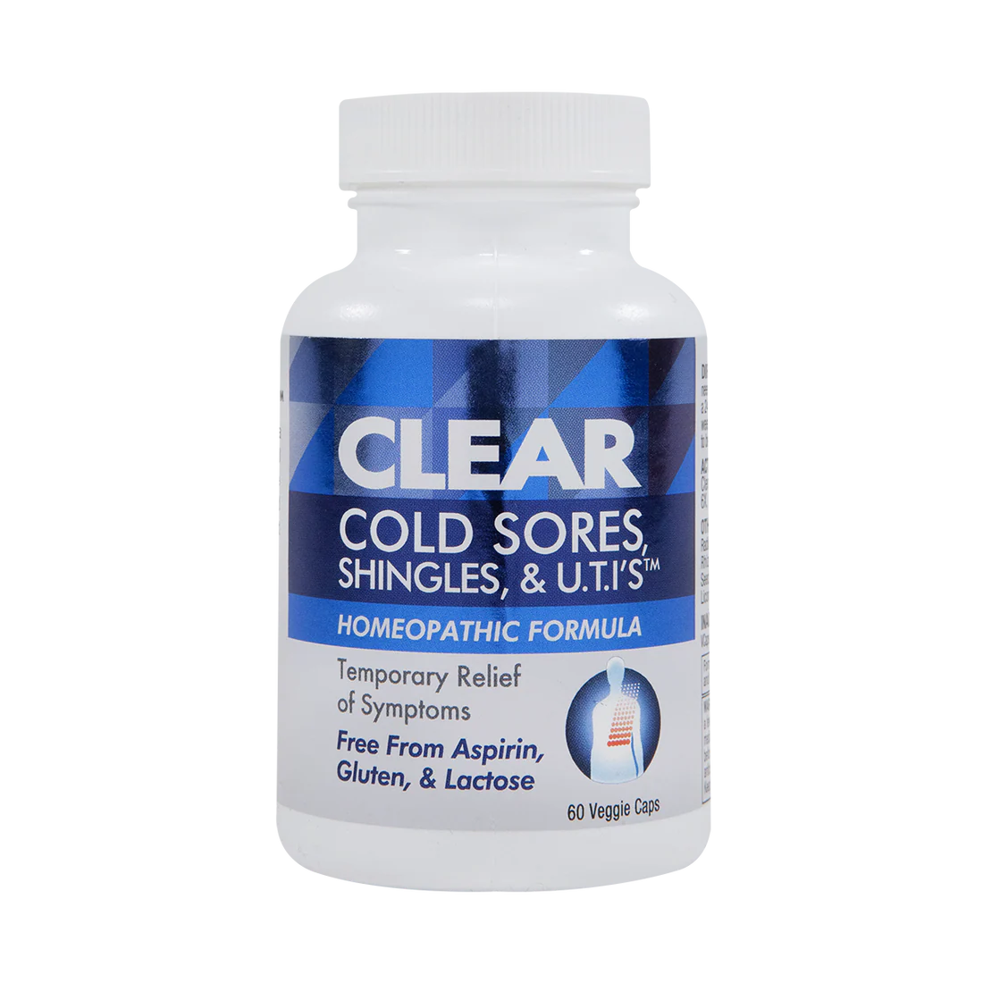 Clear Cold Sores, Shingles and U.T.I.'s - Homeopathic Formula - 60 Capsules