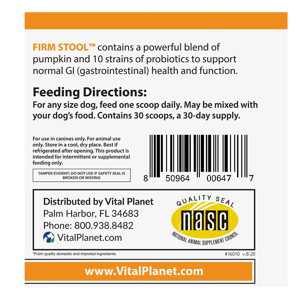 Firm Stool 3.92 Oz. Powder for Pets (Pumpkin, Prebiotics, & Probiotics)-Pet Supplements-AlchePharma