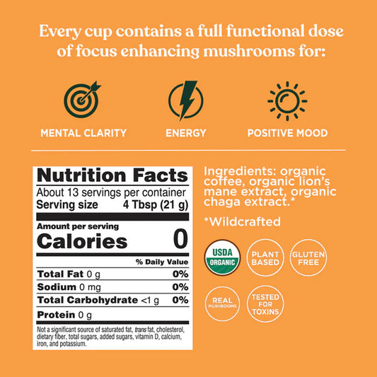 Focus Ground Coffee - with Lion's Mane & Chaga - Dark