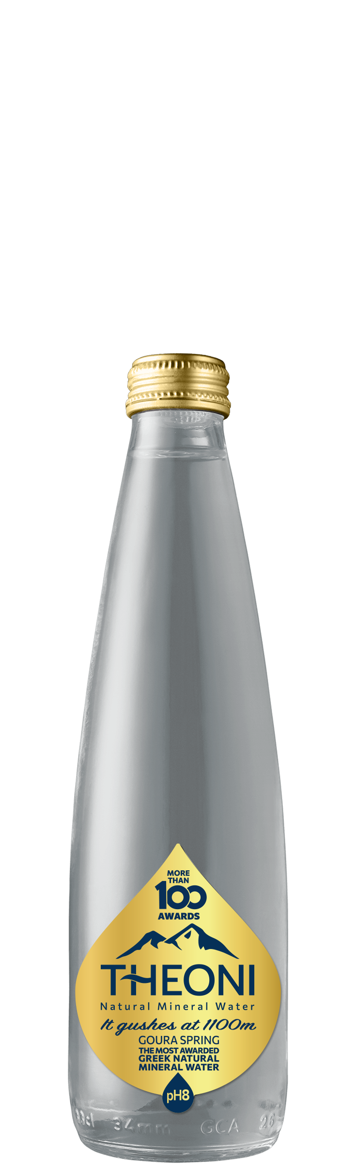 Natural Spring Water - Glass Bottle, Goura Spring, from Greece - 11.2 Fl. Oz./330 mL