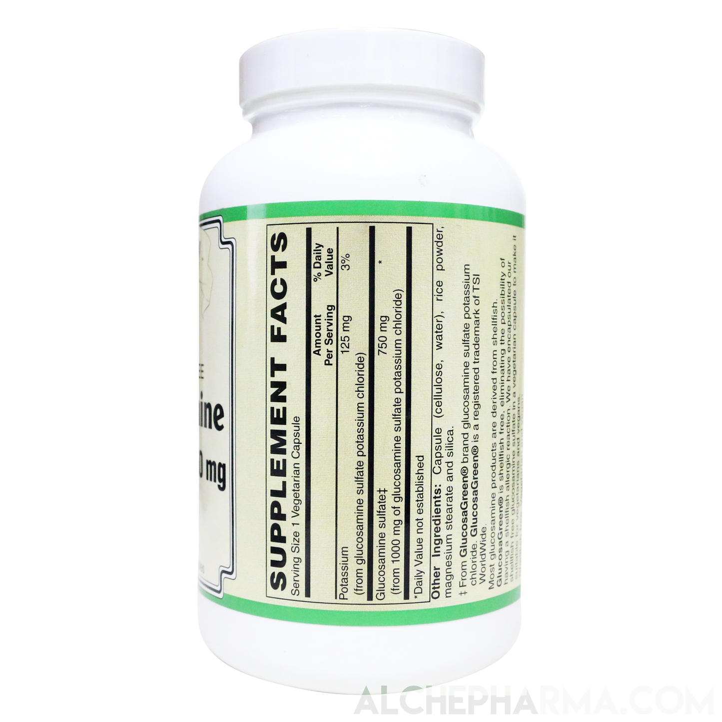 Glucosamine Sulfate ( Vegan - Patented GlucosaGreen Technology ) 750 mg.-Joint Health-AlchePharma