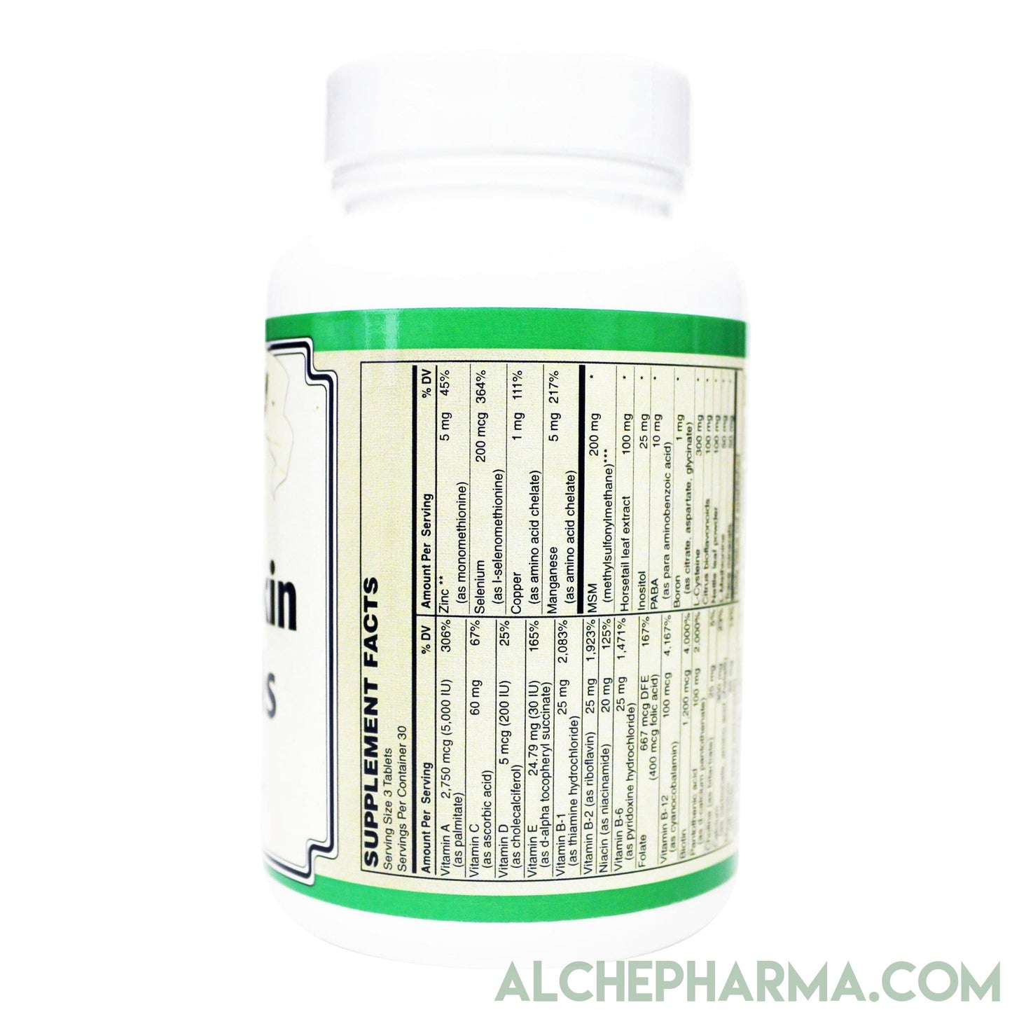 Hair, Skin, & Nails- Comprehensive Hair, Skin and Nails Multivitamin Formula- 90 Tablets-AlchePharma