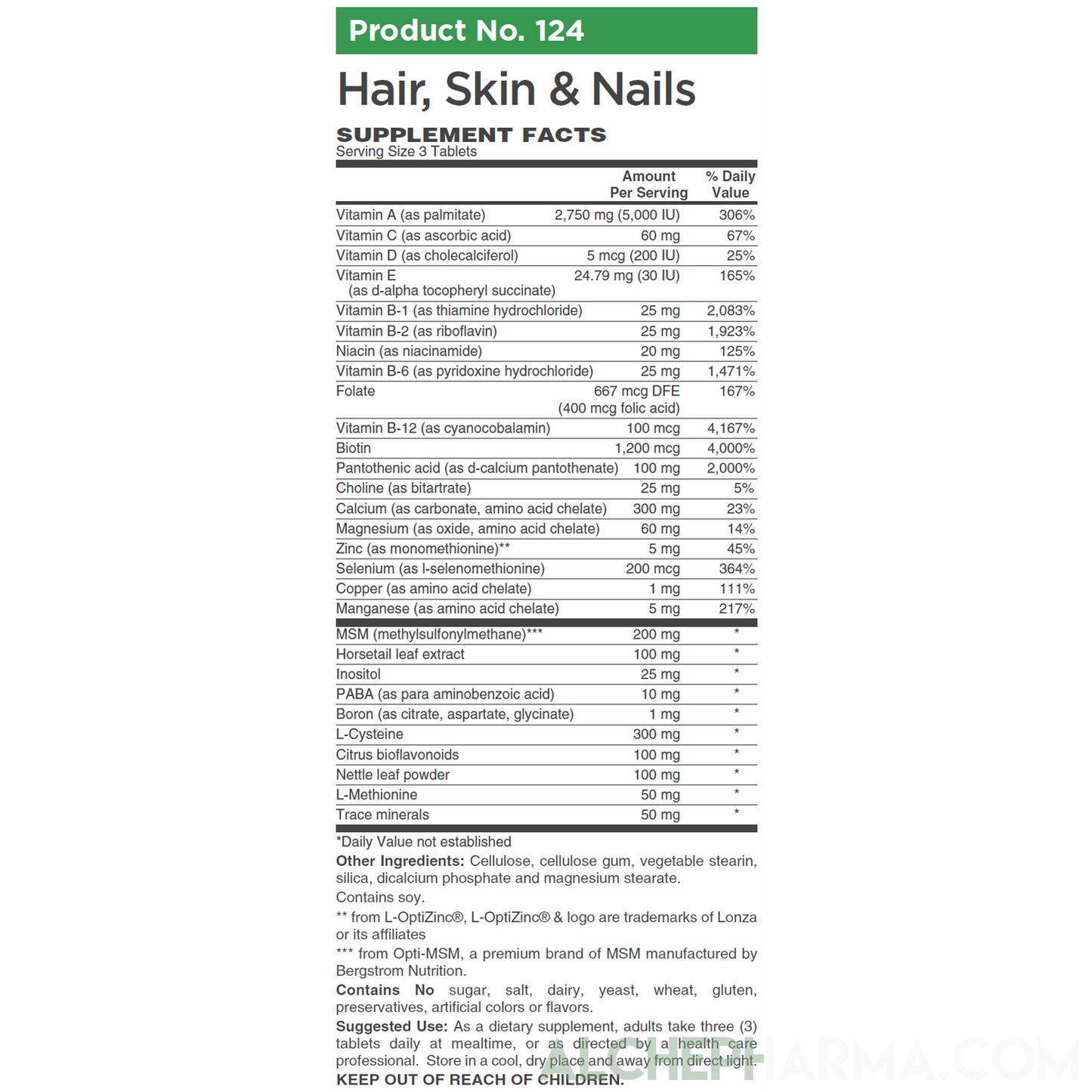Hair, Skin, & Nails- Comprehensive Hair, Skin and Nails Multivitamin Formula- 90 Tablets-AlchePharma