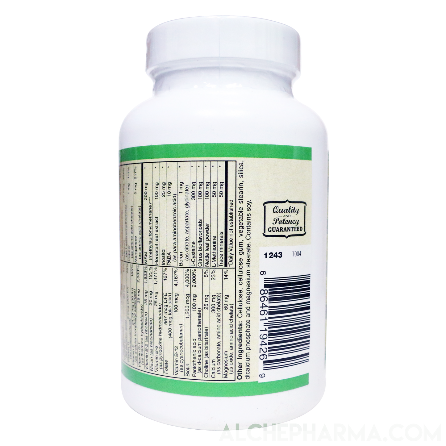 Hair, Skin, & Nails- Comprehensive Hair, Skin and Nails Multivitamin Formula- 90 Tablets-AlchePharma