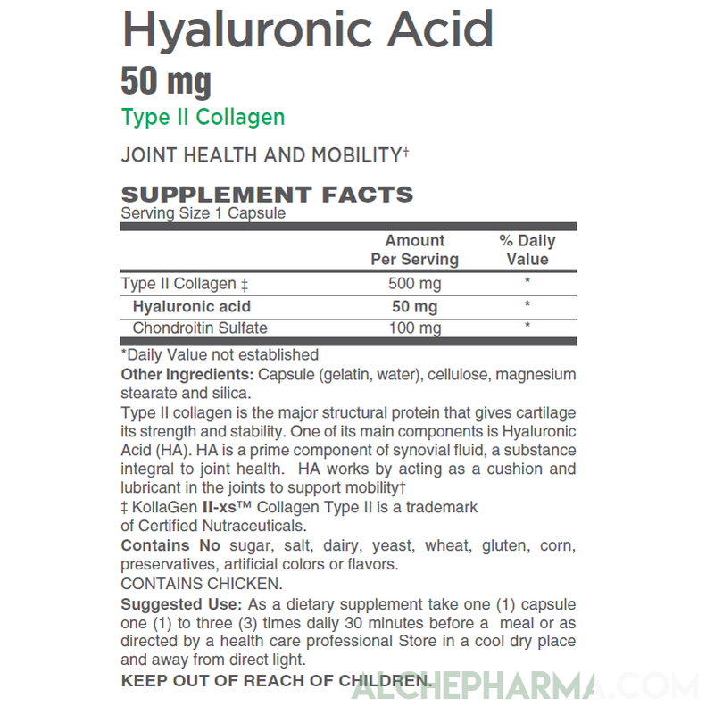 Hyaluronic Acid- KollaGen-IIxs™ Type II Collagen & Chondroitin Sulfate- Joint and Cartilage Support-Joint Health-AlchePharma