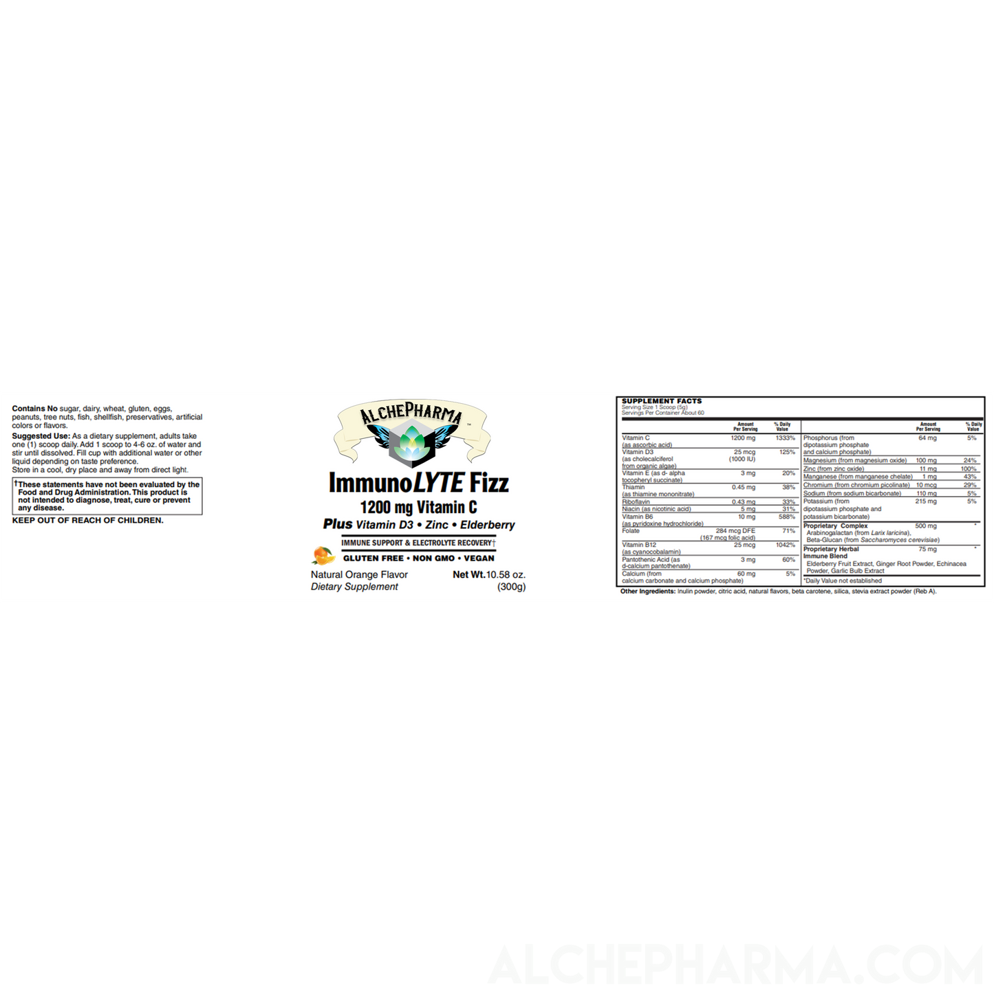 ImmunoLYTE Fizz ( 500 mg Proprietary Complex with Arabinogalactan (from Larix laricina) and Beta-Glucan (from Saccharomyces cerevisiae)-Vitamins & Supplements-AlchePharma