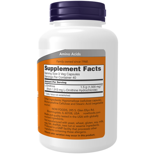L-Ornithine 500 mg Veg Capsules-Amino Acids-AlchePharma
