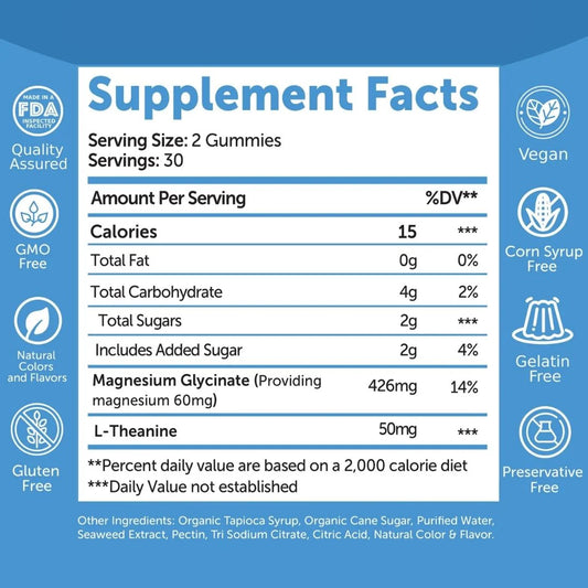 Magnesium Glycinate + L-Theanine - 60 Gummies
