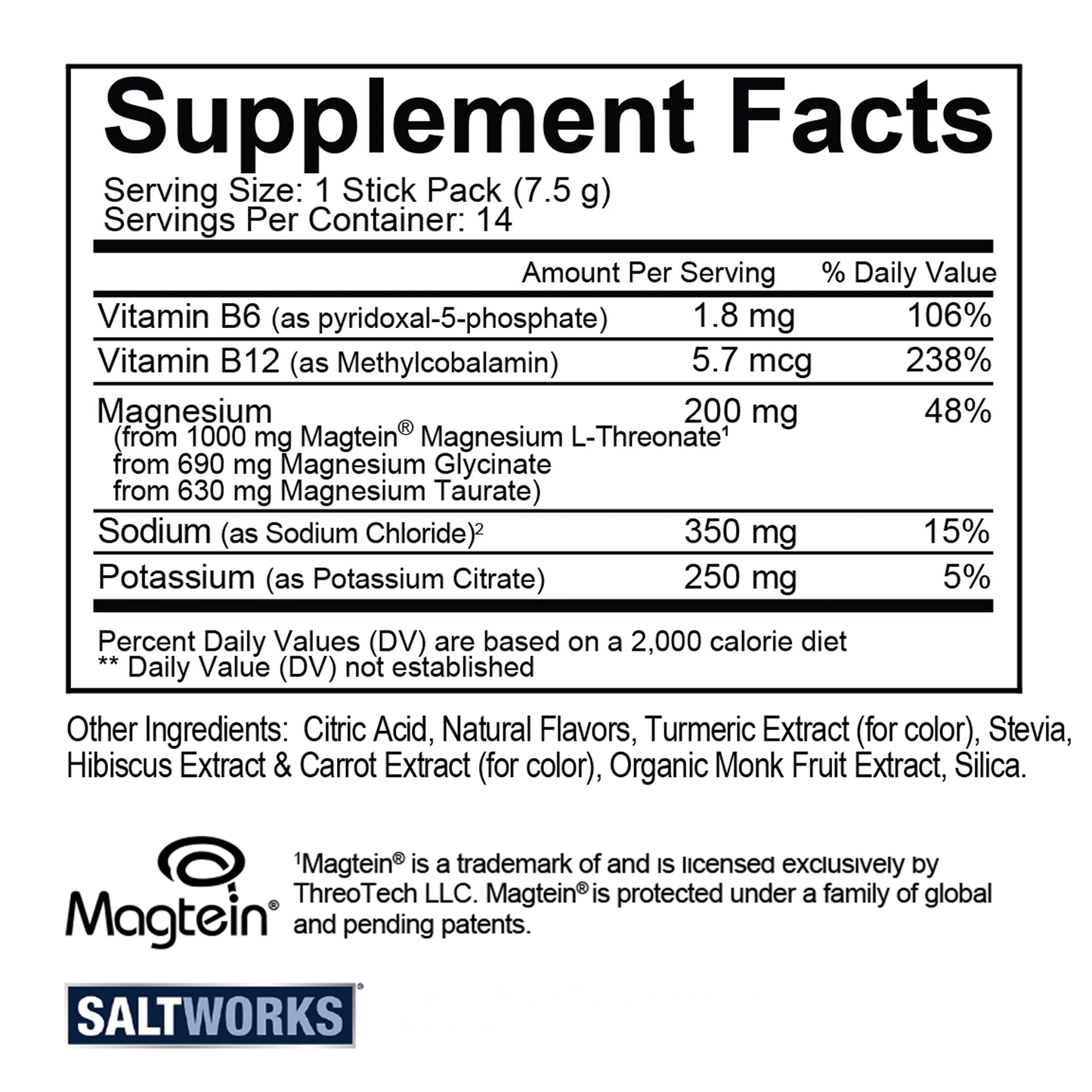 MagTech Hydrate Drink Mix- Magnesium + Electrolytes + B Vitamins, Citrus Splash - 14 Sticks