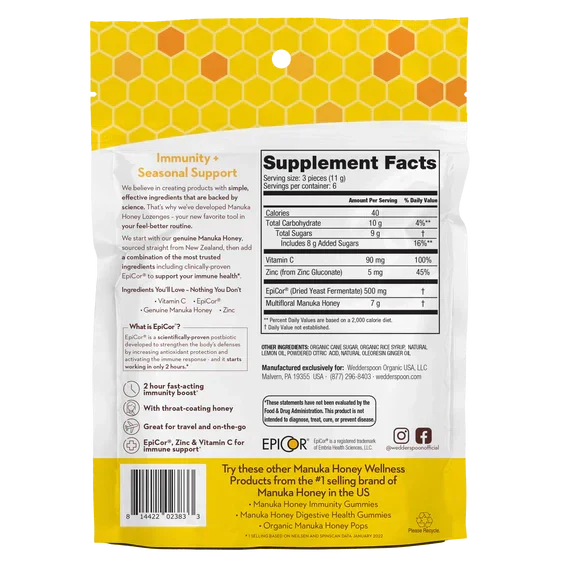 Manuka Honey Lozenges 18ct./2.6 Oz. (3 Options)-cough drops-AlchePharma