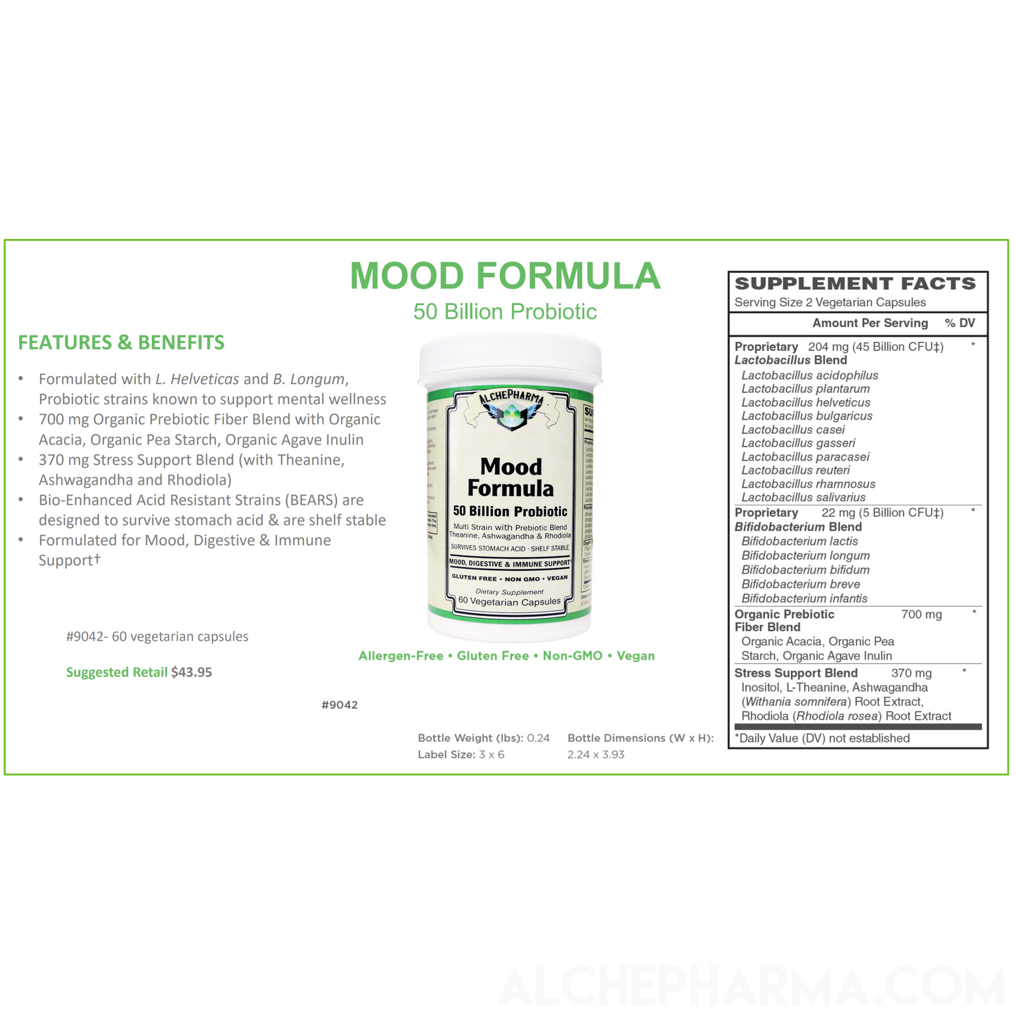 Mood Formula- Advanced Bioenhanced Synbiotic ( “gut-brain axis” )-AlchePharma