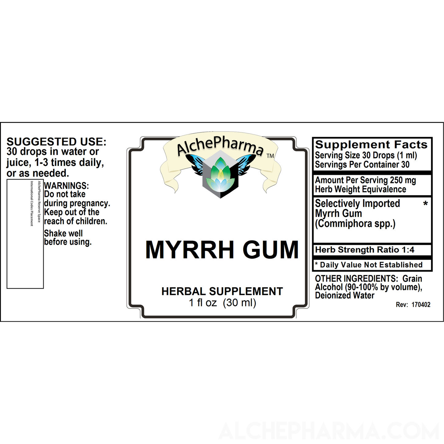 Myrrh Gum liquid ( Commiphora myrrha ) HSR 1:4 PARVE K-1604-Herb Tincture-AlchePharma