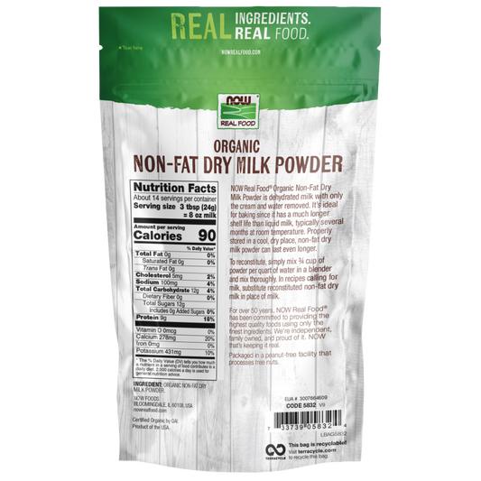 Non-Fat Dry Milk Powder 12 Oz., Organic-Natural Foods-AlchePharma