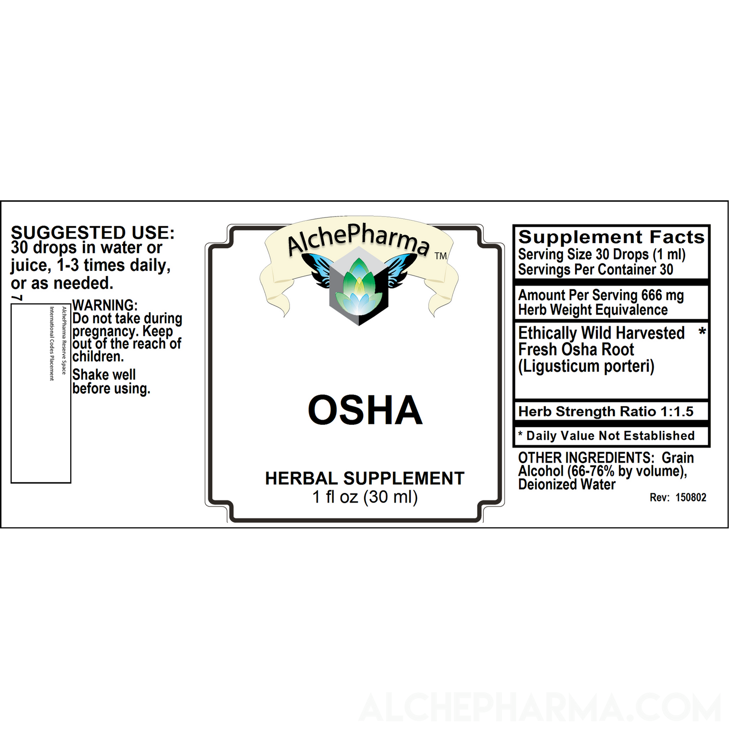 OSHA Root Tincture ( Ligusticum porteri ) HSR 1:1.5 Parve K-1604-Herbal Tincture-AlchePharma
