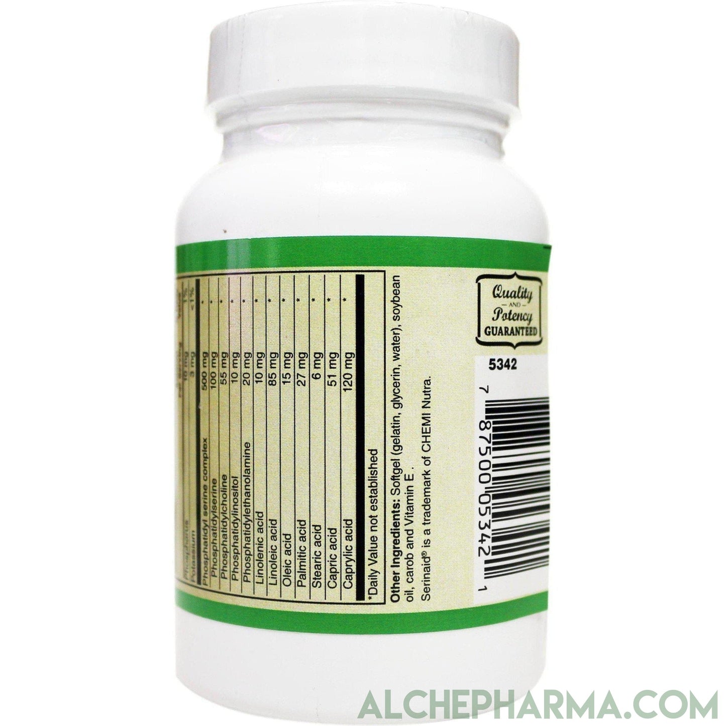 Phosphatidylserine Complex 500mg. SerinAID®, is the most well studied form of PS available-Memory-AlchePharma-30 Softgels-AlchePharma