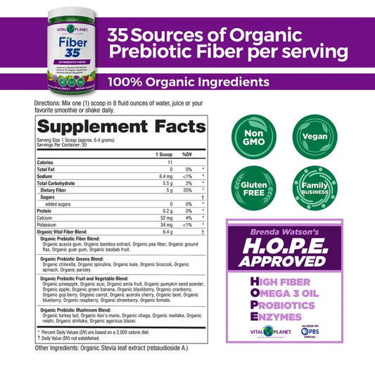 Prebiotic Fiber 35 USDA Organic Certified Fiber-Fiber Supplements-AlchePharma