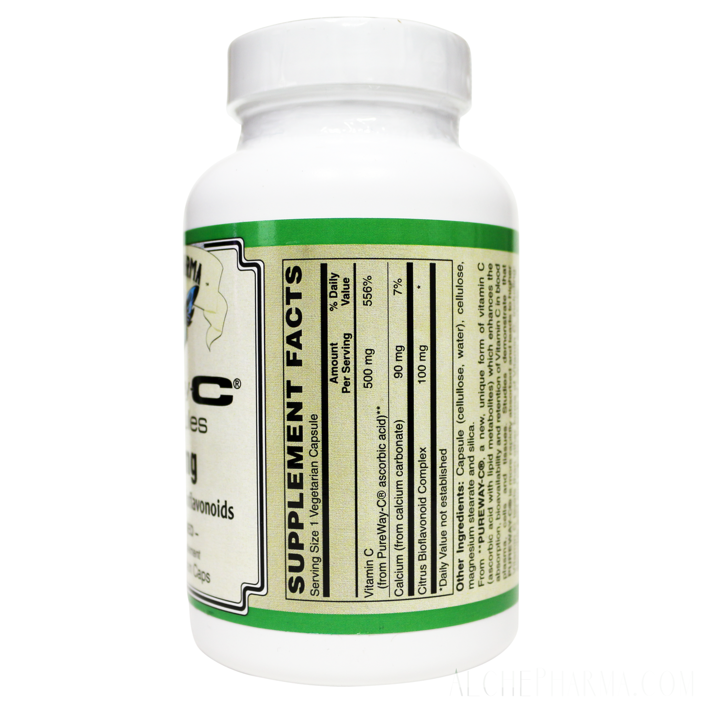 PureWay-C®( contains Vitamin C bound to lipid metabolites) - Non-Acidic 500 mg Caps-Anti-Oxidant-AlchePharma