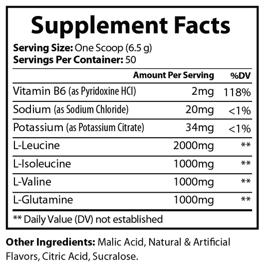 BCAA Lemon Lime 325g –with Glutamine 50 servings