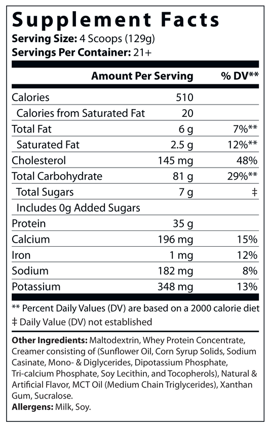6lb Bulk Up! Mass Gainer Vanilla Milkshake w/Low Sugar