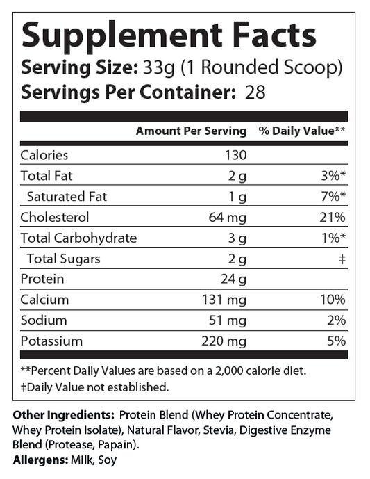 2lb Whey Armor Natural Protein Vanilla w/Stevia & Natural Flavor Non-GMO