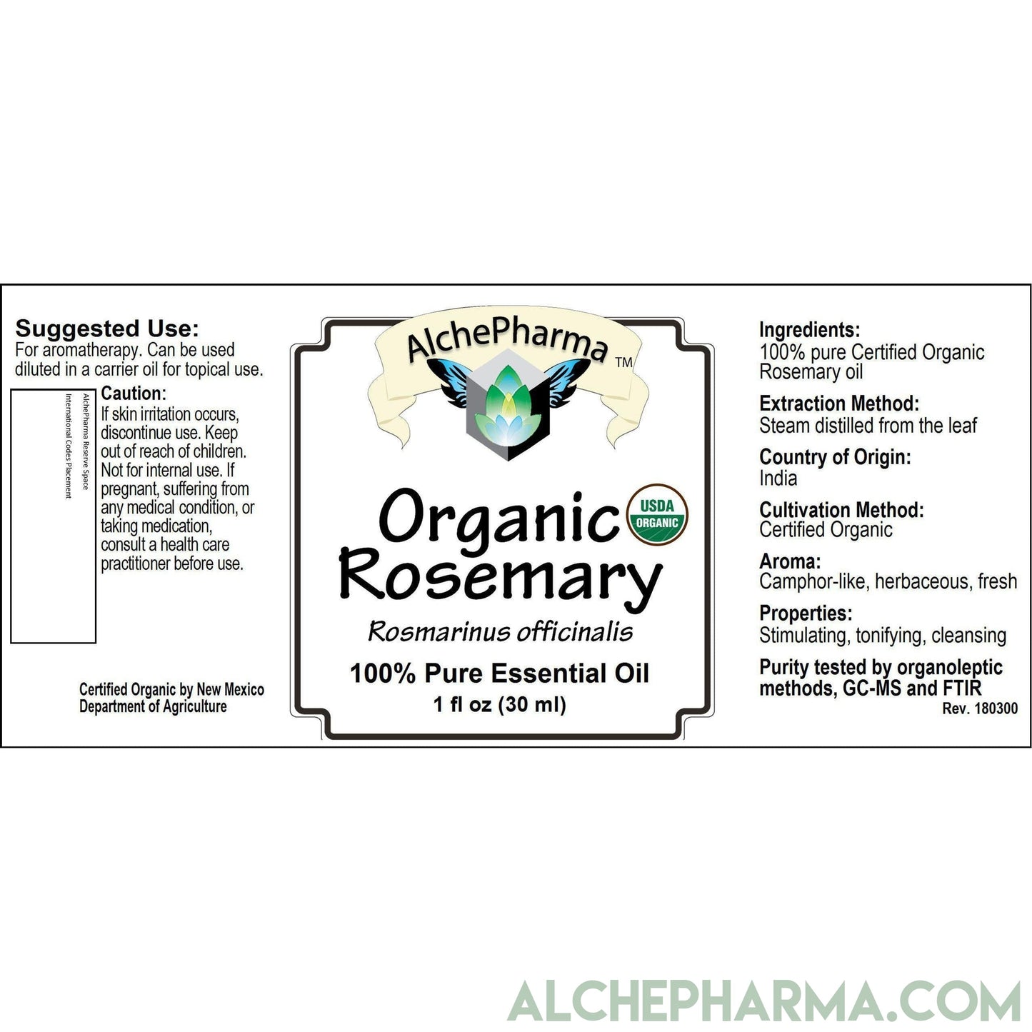 Rosemary Organic Essential Oil - 100% pure /Rosemary leaves sourced from India.-Essential Oils-AlchePharma