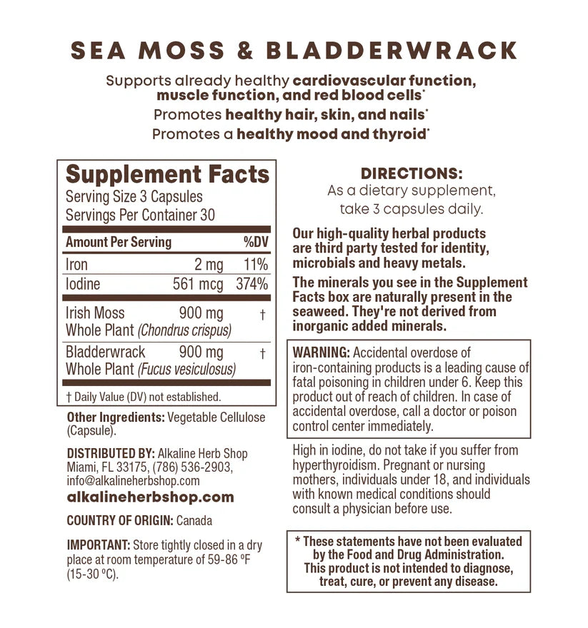 Sea Moss & Bladderwrack Supplement - 2 Sizes