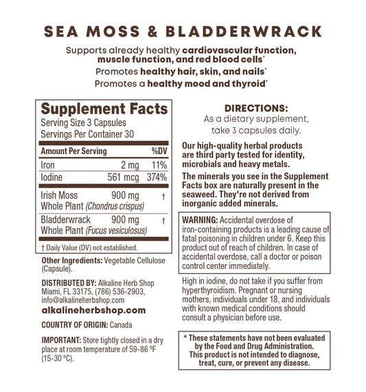 Sea Moss & Bladderwrack Supplement - 2 Sizes
