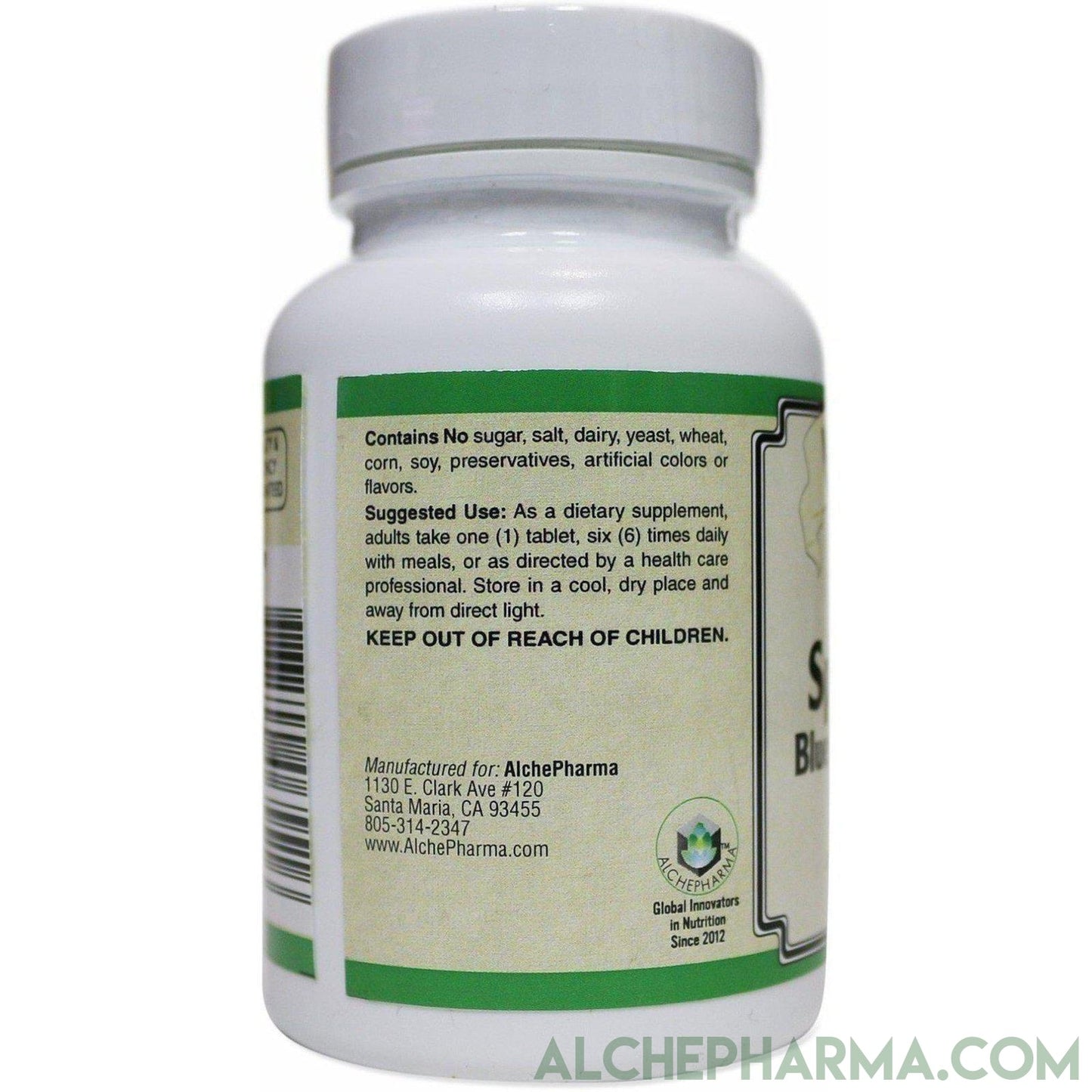 Spirulina Natural (Blue Green Algae) 500 mg 100 Tablets - AlchePharma
