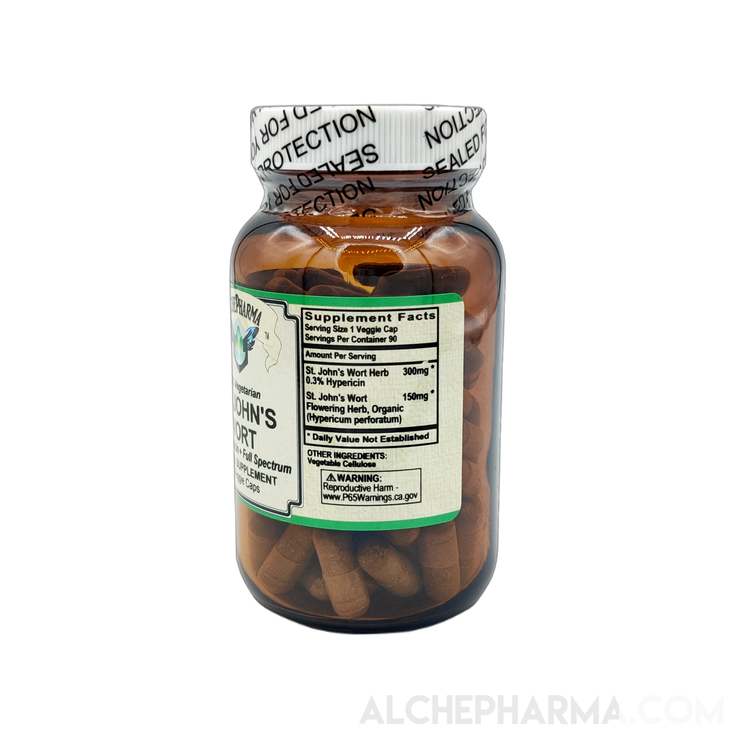 St. John's Wort (100% vegitarian) 450 mg total (90 vcaps)-AlchePharma