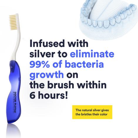 Antimicrobial Folding Travel Toothbrush - Silver Infused Soft Flossing Bristles