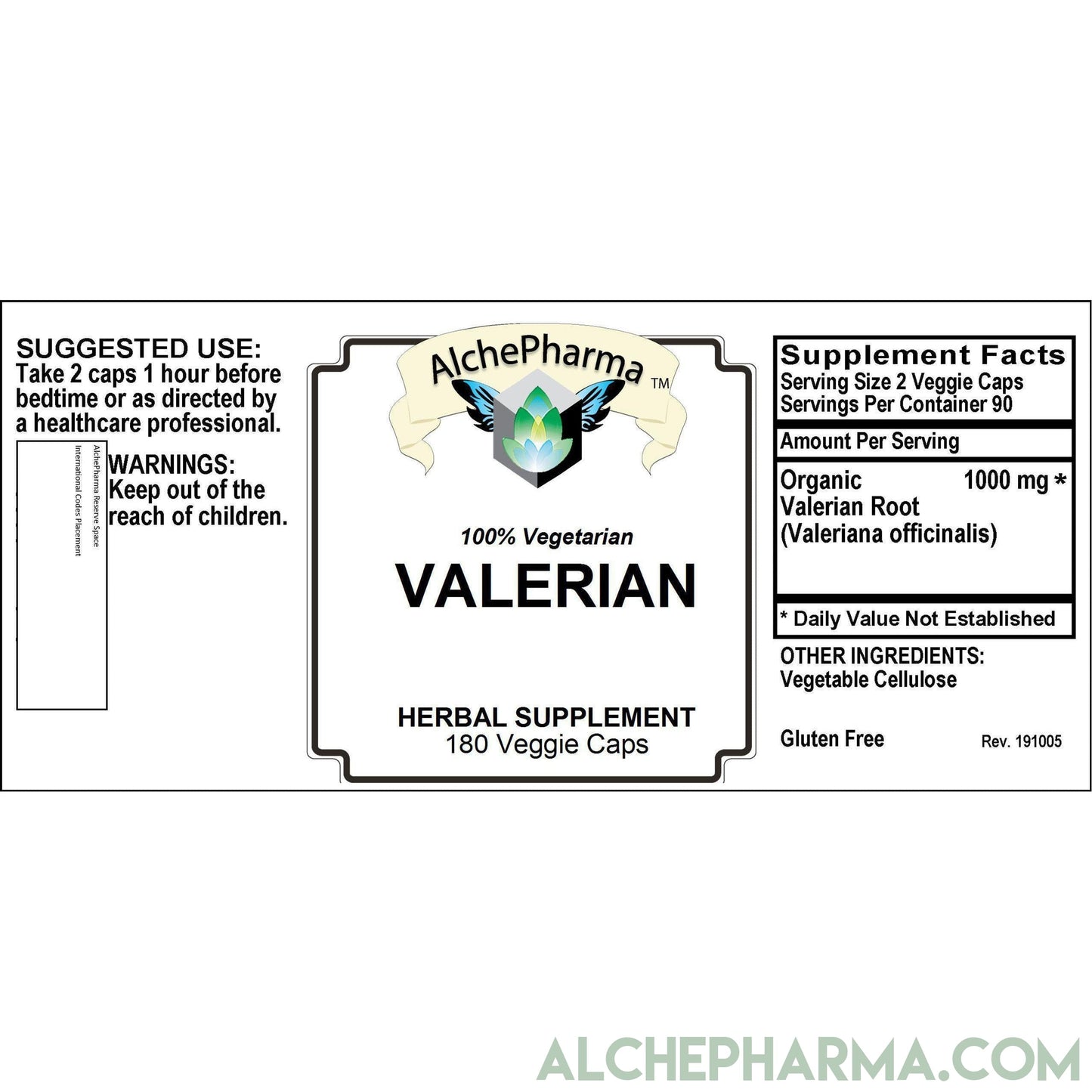 Valerian Root 500mg Capsules- Organic Valeriana officinalis-AlchePharma