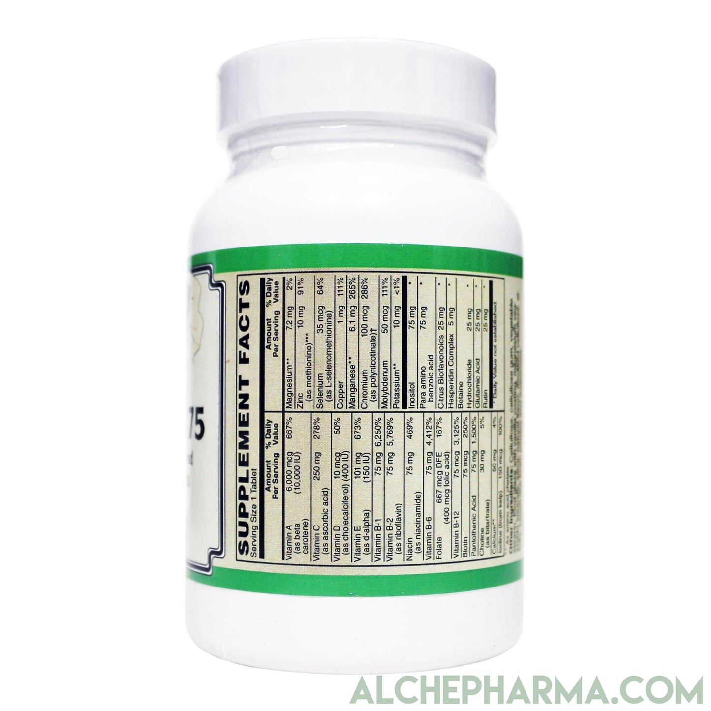 Vita-Min 75- One a Day, Comprehensive Multivitamin Mineral formula w/ Iodine and Betaine HCL - -Iron Free-Multi Vitamin-AlchePharma