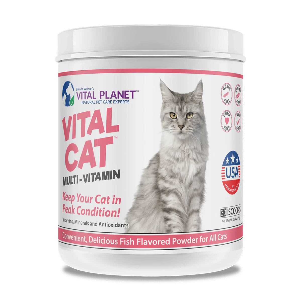 Vital Cat Multi-Vitamin 2.64 Oz. Powder (Fish Flavored)-Pet Supplements-AlchePharma