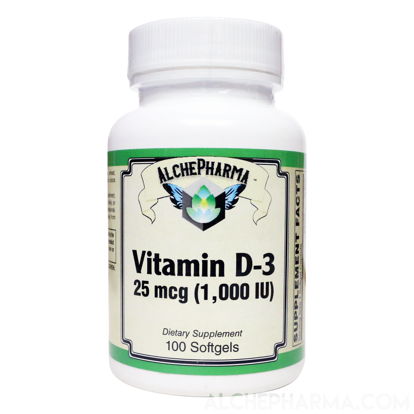 Vitamin D-3 25 mcg (1,000 IU) from Lanolin in a base of Safflower oil-Vitamins & Supplements-AlchePharma