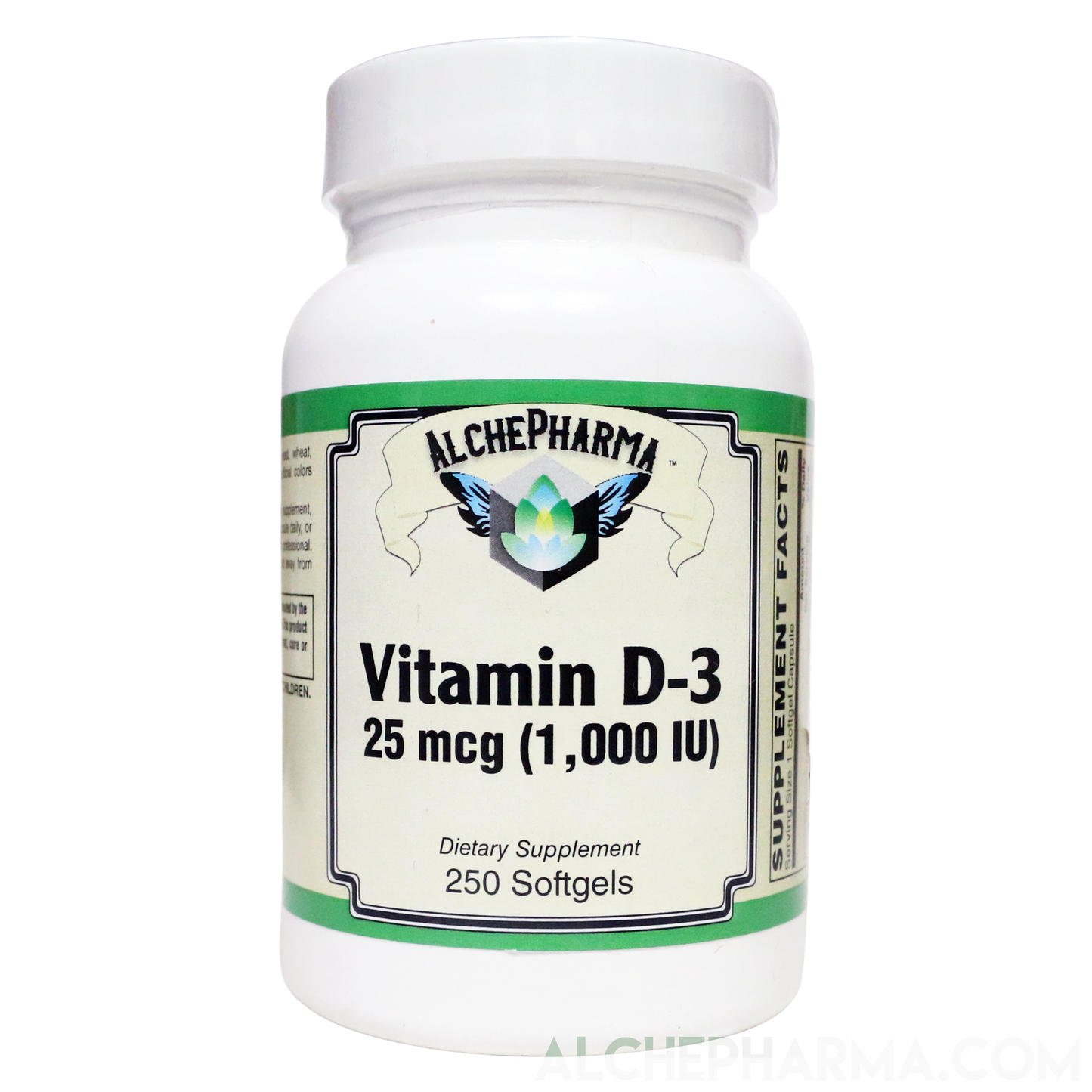 Vitamin D-3 25 mcg (1,000 IU) from Lanolin in a base of Safflower oil-Vitamins & Supplements-AlchePharma