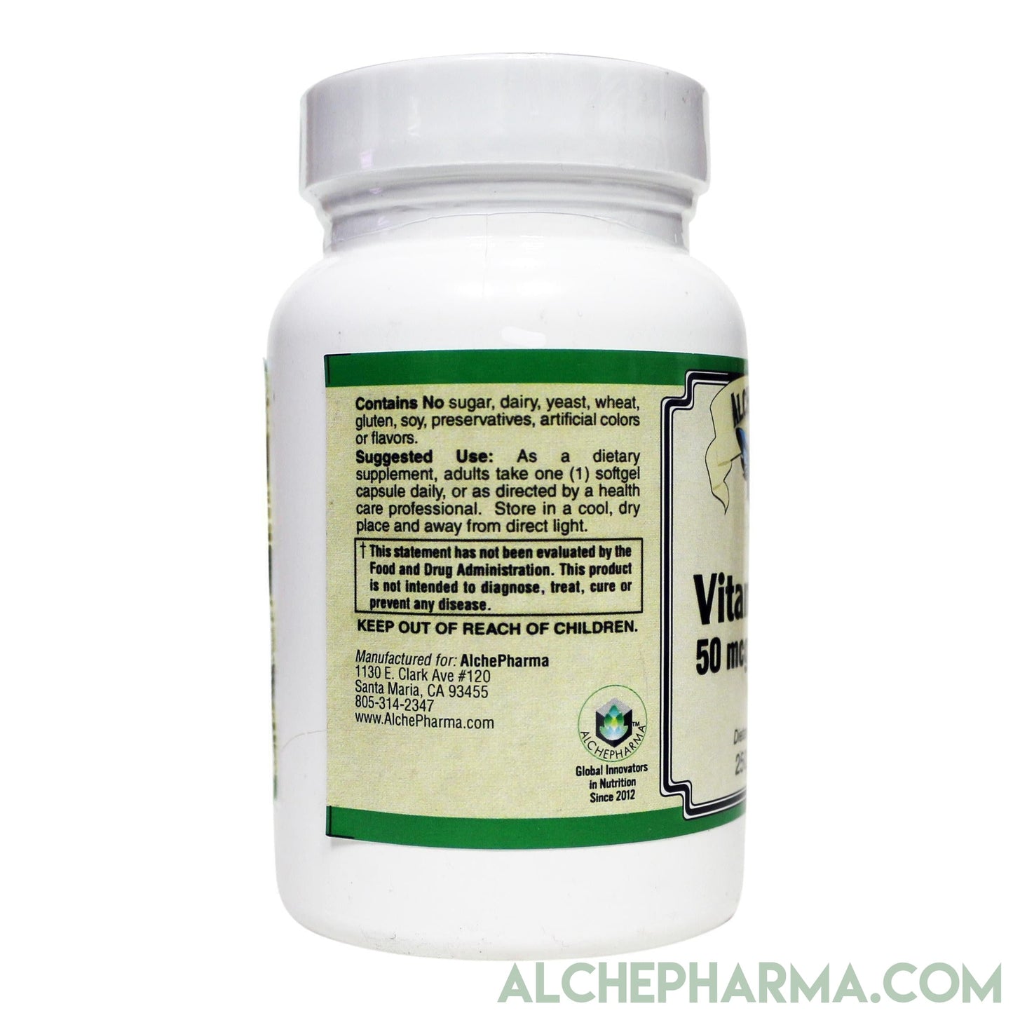 Vitamin D-3 50 mcg (2,000 IU) from Lanolin in a base of Safflower oil-d 3-AlchePharma